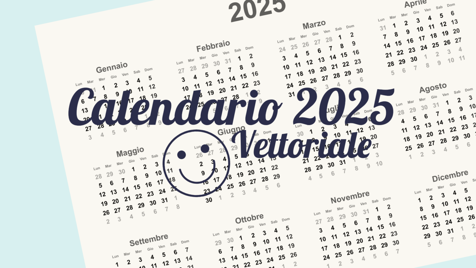 Calendario 2025 Vettoriale (PDF Ai) DigitArts.it